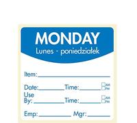 Food Safety Day Label, Removable Adhesive, 51mm Square. (Monday) 1 roll of 500