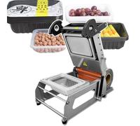 Food Sealing Packing Machine, Commercial Sandwich Tray Heat Sealer, Hand Pressure Takeaway Box Sealing Machine for Vegetable Fruit Meat Fish,180mm Film Width (110v 260mm)