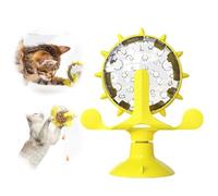 Food Spinning Windmill,Dog Food Leakage Toy Dispenser,Pet Treat Feeder Cat Puzzle Interactive Toy,360° Rotating Kitten Slow Feeders with Strong Suction Cup(Yellow/1pcs)