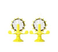 Food Spinning Windmill,Dog Food Leakage Toy Dispenser,Pet Treat Feeder Cat Puzzle Interactive Toy,360° Rotating Kitten Slow Feeders with Strong Suction Cup(Yellow/2pcs)