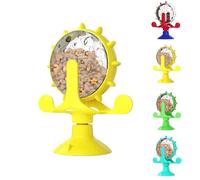 Food Spinning Windmill,Interactive Cat Food Treats Dispenser Toy,360° Rotating Windmill Suction Cup Toys for Small Pet,Cat Spinning Windmill Treat Dispenser with Suction Cup (yellow)