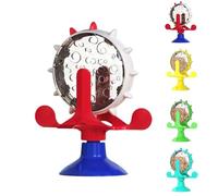 Food Spinning Windmill,Interactive Cat Food Treats Dispenser Toy,360° Rotating Windmill Suction Cup Toys for Small Pet,Cat Spinning Windmill Treat Dispenser with Suction Cup (red)