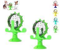 Food Spinning Windmill,Interactive Cat Spinning Windmill Treat Dispenser with Suction Cup, Food Spinning Windmill for Cats - Interactive Cat Toy with Built-in Treat Feeder (Green 2pcs)