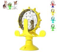 Food Spinning Windmill,Interactive Cat Spinning Windmill Treat Dispenser with Suction Cup, Food Spinning Windmill for Cats - Interactive Cat Toy with Built-in Treat Feeder (Yellow 1pcs)