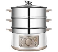 Food Steamer 13L Stainless Steel Multi-Cooker - Energy Efficient 3-Tier with 60 Minute Timer, 1500W Compact Storage, for Meat & Dumplings