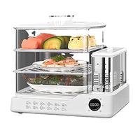Food Steamer 800W with 24L Capacity - 3 Tier Electric Steamer with Touch Screen Display, 12H Appointment, Independent Water Tank - Ideal for All Homes - 3 Layer Removable Design