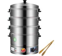 Food Steamer, Electric 3-Tier Stainless Steel Steamer with Thermostatic Control for Healthy Breakfast Cooking
