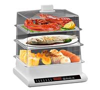 Food Steamer Multi-Cooker, 800W Compact Steam Box with Removable Bowls for Rice, Meat, and Vegetables, 60 Minute Timer