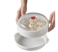 Food Steaming Cookware PP Microwave Steamer 24.5x24.5x12.5cm Large Capacity Food Steamer With Vent Lid Healthy Cooking For Rice Fish Vegetable Egg Noodle Temperature Resistance -20°C To 120°C