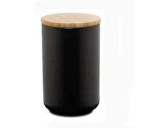 Food Storage Canister, Ceramic Food Storage Jar Airtight with Sealed Bamboo Lid, Kitchen Food Storage Jar Container Caddy for Tea Sugar Coffee Bean Nuts Spice (Black 33.81 oz/1000ml)