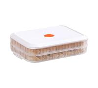 Food Storage Container, 2 Layer Freezer Container, Airtight Fresh Perception Box for Wonton, Pasta, Donuts, Biscuits, Space-saving Kitchen Organiser with Lid, BPA Free