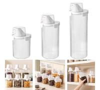 Food Storage Container with Pour Spout and Measuring Cup - Airtight Cereal Rice Dispenser for Kitchen Pantry Organisation - Clear Plastic Dry Goods Bin(Small+Medium+Large)