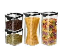 Food Storage Containers 4L, 4 Pack Airtight Food Storage Container Set with Lids Airtight, BPA-Free Plastic Containers, with Labels, for Kitchen Organisation, Pantry Storages, Cereal, Flour, Sugar,Tea