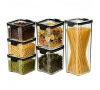 Food Storage Containers 4L, 6 Pack Airtight Food Storage Container Set with Lids Airtight, BPA-Free Plastic Containers, with Labels, for Kitchen Organisation, Pantry Storages, Cereal, Flour, Sugar,Tea