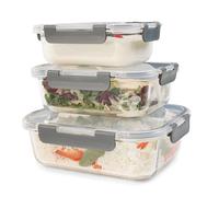 Food Storage Jars Air tight Lunch boxes Glass Lid Kitchen Container Set 3 Pcs