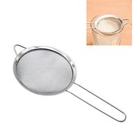 Food Strainers Fine Mesh Sieve with Long Handle Kitchen Colander Filter No Sharp Edges for Tea Coffee Flour and Powder (18cm Stainless Steel Strainer)
