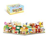 Food Street Building Block Set - 854PCS Mini City Street View Brick Kit with 9 Shops, Community Model, Collectible Miniature Town, Home Office Decor, Stem Education Toy, Creative Gift for Adult, Kid
