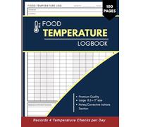 Food Temperature Log Book: Easy to Use Tracking Sheets | Record 4 Daily Checks with Date, Time, Temp, Initials | Small Business or Commercial | ... Handling Food Storage | Large 8.5 × 11 Size