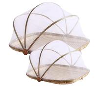 Food Tent Fine Mesh Food Tent with Adjustable Cover 13in/18in Bamboo Food Net Multi-Purpose Food Covers for Drying, Serving, Preserving & More 2PCS