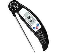 Food Thermometer, Digital Instant Read Meat Thermometer, Foldable Long Probe Food Cooking Thermometer with °F/°C, Auto On/Off, Perfect for Kitchen Smoker Grill BBQ Water Milk Jam Hot Beverage (Black)