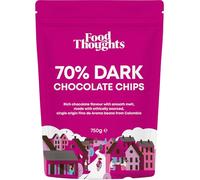 Food Thoughts Dark Chocolate Chips (750g) | Min 70% Cocoa Solids | Single Origin Fino de Aroma | Rich Flavour with Smooth Melt | Ethically Sourced | Vegan | Nut, Dairy, Palm Oil & Gluten Free