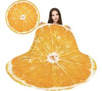 Food Throw Blanket Orange, Realistic Funny Orange Blanket for Adults and Kids, Ronud Novelty Fruits Printed Blanket for Couch,Sofa,Bed, Fun Comfy Cozy Gifts for Boys,Girls 90CM