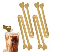 Food tongs for ice, serving stainless steel tongs | 4 x easy barbecue tongs, creative heart shaped design, smooth locking kitchen provides food grabber