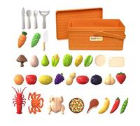 Food Toy Set - Educational Fake Vegetables with Storage Box - Pretend To Cut Kitchen Toy Set - Encourages Fine Hands Movements During Events