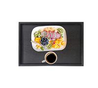 Food Tray Rectangle Solid Black Wood Tea Coffee Snack Food Meals Serving Tray Plate for Restaurant (25 * 18 * 2cm)