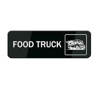 Food Truck Sign Stickers, 10X3 Inch Acrylic Plaque With Strong Adhesives For Door Office Business Outdoor, White Letters On Black Background