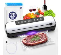 Food Vacuum Sealer Machine, 75kpa Powerful Food Saver Vacuum Sealer Machine with Cutter, 6-in-1 Automatic Air Sealing for Food Storage, Sous Vide, Meat, Vegetables, Dry/M