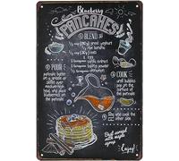 Food Vintage Metal Tin Sign - Blueberry Pancakes Retro Metel Poster Plaque - Wall Decor Wall Sign for Kitchen Bakery Cafe Restaurant 16 x 12 inches