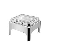 food warmer 2 Piece Heavy Gauge Stainless Steel Square Chafing Dish Set with Hydraulic Soft Close Glass Lid for Catering chafing dish(Silver,Single grid)