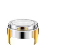 Food Warmer 2pcs Chafing Dishes for Buffet Round Stainless Steel Chafing Dish with Transparent Hydraulic Lid Buffet Warmer Chafing Dish(Half-Gold)