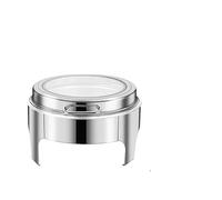 Food Warmer 2pcs Chafing Dishes for Buffet Round Stainless Steel Chafing Dish with Transparent Hydraulic Lid Buffet Warmer Chafing Dish(Silver)