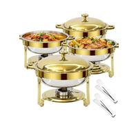 Food Warmer Buffet Server, 6L Round Chafing Dish Buffet Set, 4-Pack