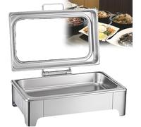 Food Warmer Buffet Server for Parties, 13L Chafing Dish Buffet Trays Set with Larger Visible Lids, Stainless Steel Hydraulic Commercial Buffet Servers for Keeping Food Warm,A,13L