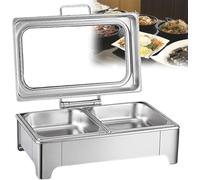 Food Warmer Buffet Server for Parties, 13L Chafing Dish Buffet Trays Set with Larger Visible Lids, Stainless Steel Hydraulic Commercial Buffet Servers for Keeping Food Warm,B,13L