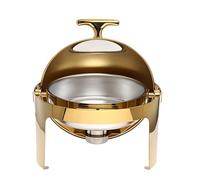 Food Warmer Buffet, Stainless Steel Electric with Roll Top Lid and Visual Cover for Banquets and Parties