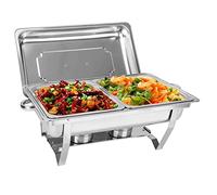 Food Warmer Chafer Complete Set, Stainless Steel Chafing Dish Buffet Set, With Water Pan, Chafing Fuel Holder, For Party Catering-Three-normal