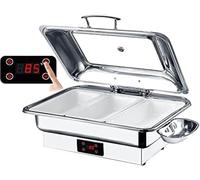 Food Warmer Chafing Dish Electric Buffet Server, 9L Capacity, Temperature Adjustable 30℃-90℃, Stainless Steel Construction with Visual Lid