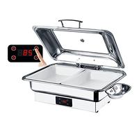 Food Warmer Chafing Dishes Electric Buffet Server, 9L Capacity, Temperature Adjustable 30℃-90℃, Stainless Steel and Ceramic Tray, Visual Lid