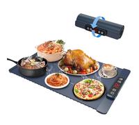 Food Warmer Mat,Electric Portable Silicone Warming Tray, 4 Level Temperature Heating Tray for Food ，1-4 HoursTimer，Easy to Clean with Nano-Material,Food Warmers for Parties ，Buffet ，Thawing