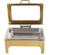 Food Warmer Rectangular Chafing Dishes Food Warmer Buffet Server Heat Preservation Stove Chafing Dish with Glass Cover Chafing Dish