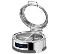 Food Warmers Buffet Server with Visual Glass, Adjustable Temperature, Stainless Steel Handle, Round Full Pan Chafing Dishes for Table
