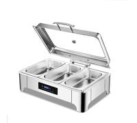 Food Warmers Buffet Server with Visual Glass and Stainless Steel Handle, Adjustable Temperature Chafing Dishes for Table Use