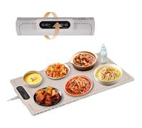 Food Warming Mat 38*60cm, Foldable Silicone Electric Warming Mat for Food, 260W Portable Food Warmer, 3 Level Temperature (60℃-100℃), 1-4Hours Timer, Child Lock, Easy to Clean, for Home/Party (White)