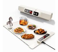 Food Warming Mat - 5-Temperature Electric Tray with Child Lock, Auto Shut-Off & Foldable Design | Silicone Warmer for Baby Bottles, Baking, Travel & Buffets (Beige)