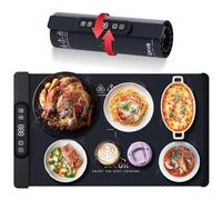 Food Warming Mat Adjustable Warming Tray, Ezcok Silicone Warming Mat for Food in 10S, 5 Temperature Setting Electric Warming Tray, Roll Up Food Warming Mats for Family Gatherings and Parties (Blue)