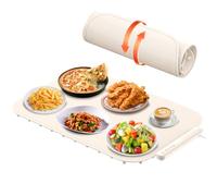 Food Warming Mat, Electric Warming Tray Food Warmer with Adjustable Temperature, Rollable Potable Silicone Heating Mat for Food, Kitchen Gadgets Home Essentials for Buffet Party Gathering (Beige)